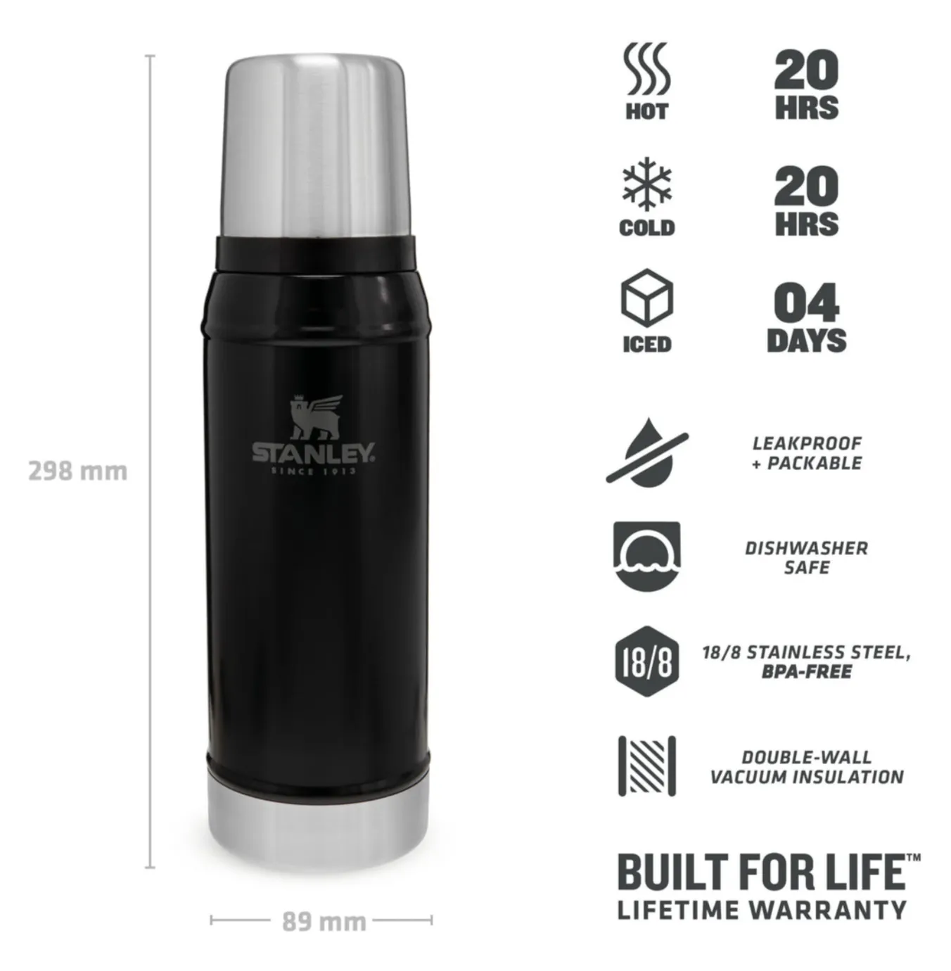 Stanley Classic Bottle S 0,75 L Matte Black Pebble