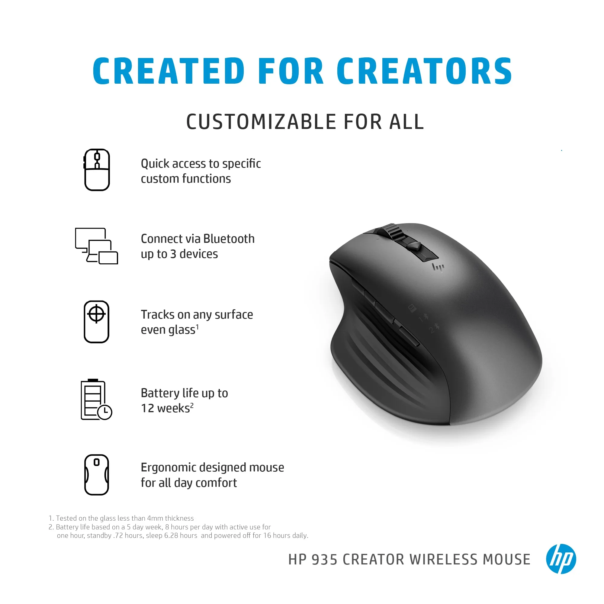 HP 930 Creator Wireless Mouse -langaton hiiri, Hopea
