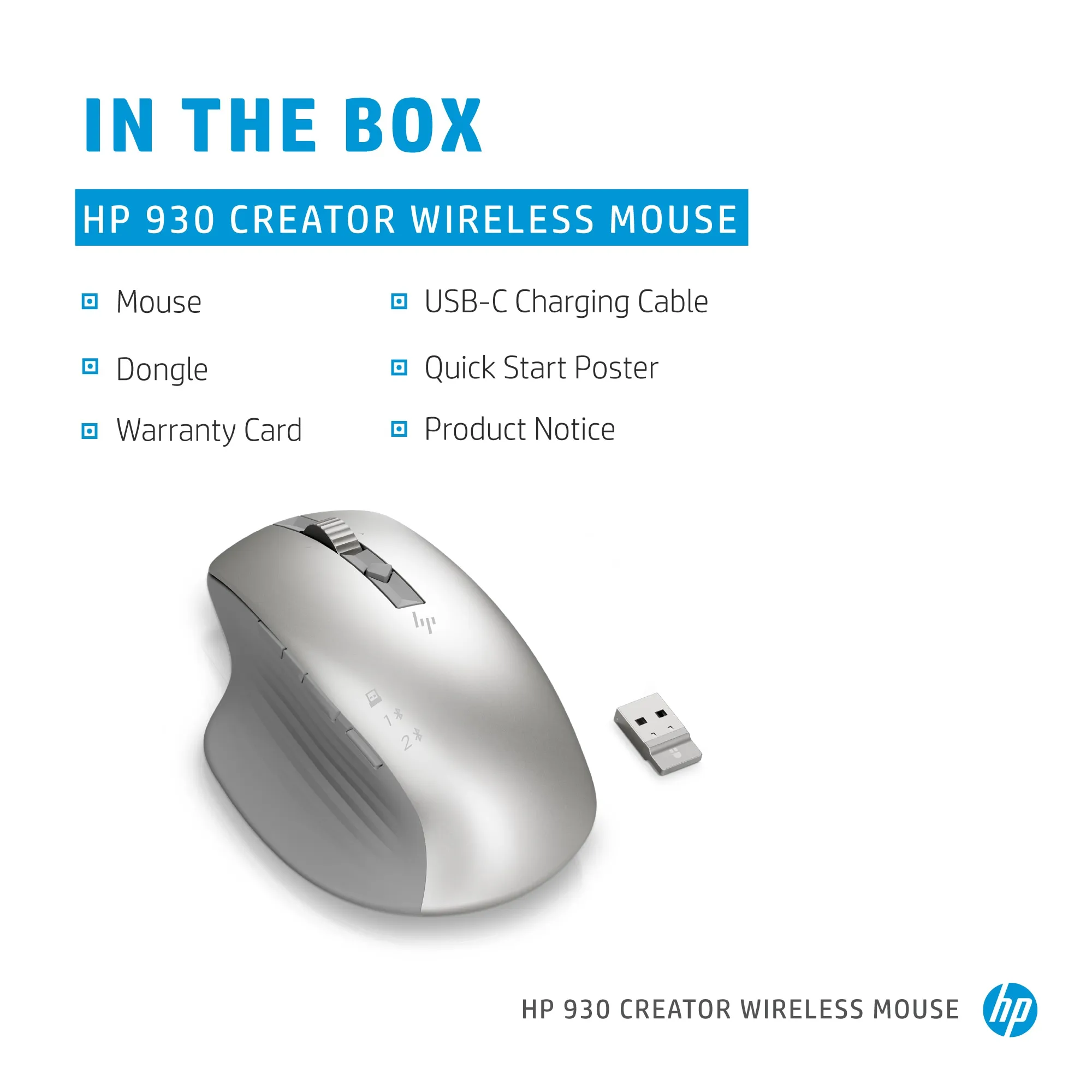 HP 930 Creator Wireless Mouse -langaton hiiri, Hopea