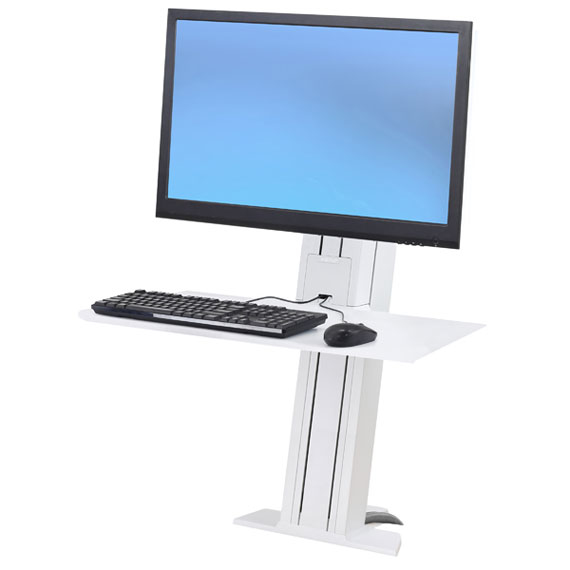 ERGOTRON WorkFit-SR Hvy Monitor Sit-Stand Desktop Workstation Short Surface white