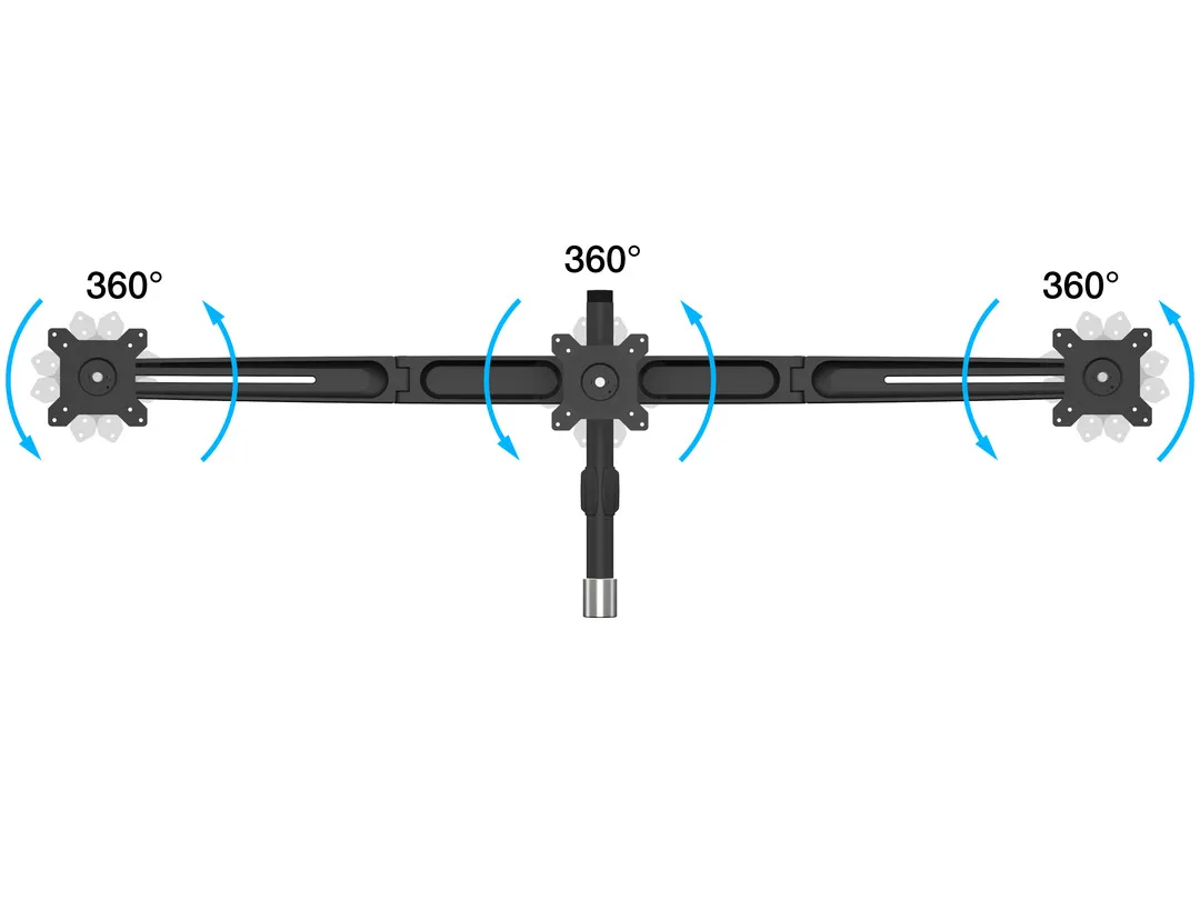 Multibrackets VESA Desktopmount Triple Stand tillbeh&ouml;r, f&ouml;r 3 sk&auml;rmar, 15-24", 8 kg, svart