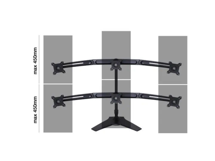 Multibrackets VESA Desktopmount Triple Stand tillbeh&ouml;r, f&ouml;r 3 sk&auml;rmar, 15-24", 8 kg, svart