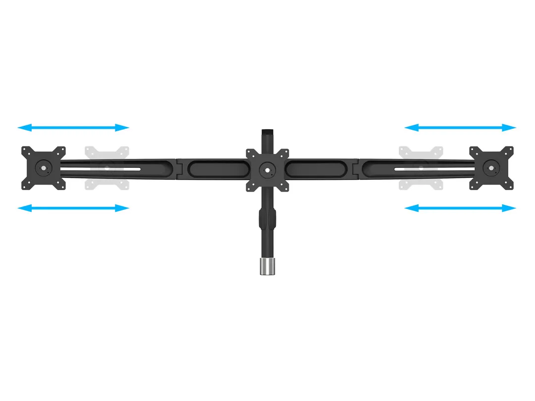 Multibrackets VESA Desktopmount Triple Stand tillbeh&ouml;r, f&ouml;r 3 sk&auml;rmar, 15-24", 8 kg, svart