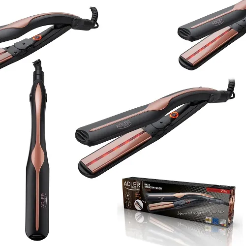 Adler AD 2318 Infrared Ceramic Hair Straightener, Warm Black/Coral