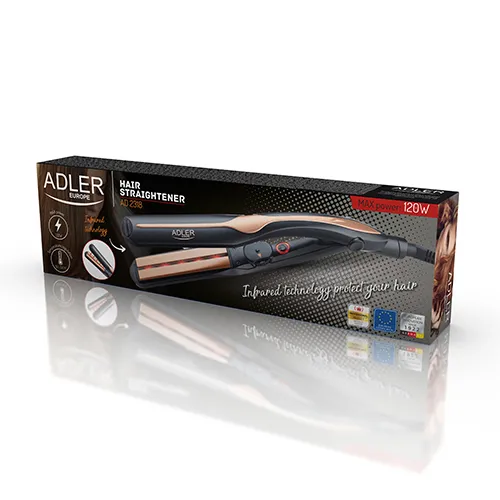 Adler AD 2318 Infrared Ceramic Hair Straightener, Warm Black/Coral