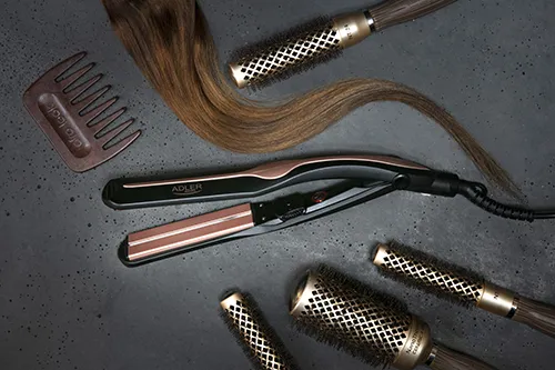 Adler AD 2318 Infrared Ceramic Hair Straightener, Warm Black/Coral