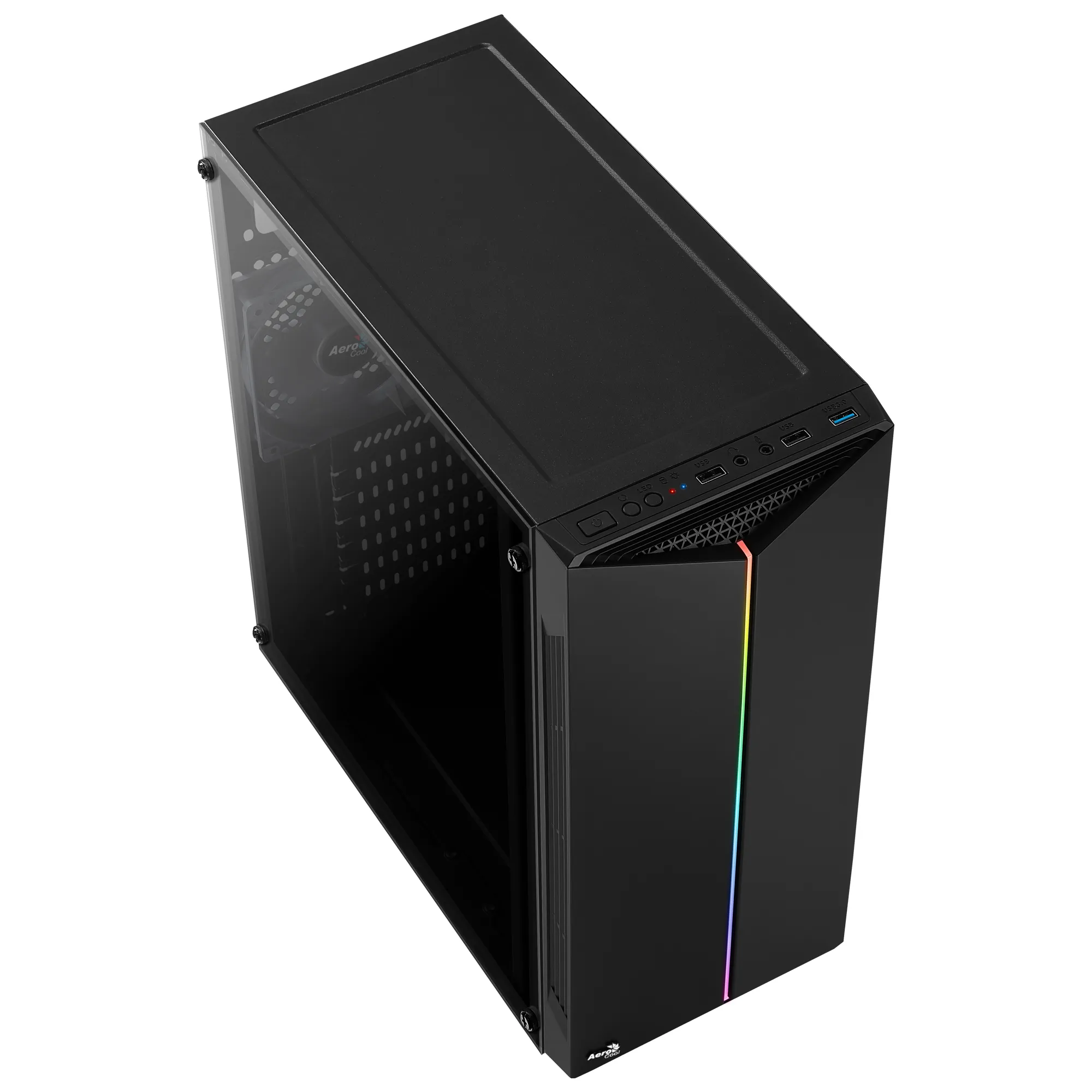 Aerocool Split -miditornikotelo RGB-valaistuksella, musta