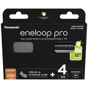 Panasonic Eneloop pro AA-akku 2500mAh 4kpl/pkt. Sisältää kotelon.