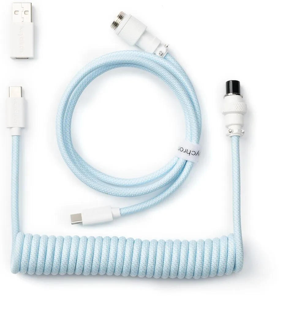 Keychron Coiled Aviator Cable -näppäimistön kierrekaapeli, vaaleansininen