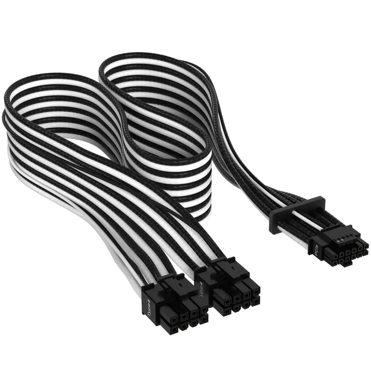 Corsair Premium Individually Sleeved 12+4pin PCIe Gen 5 Type-4 600W 12VHPWR -kabel, svart/vit