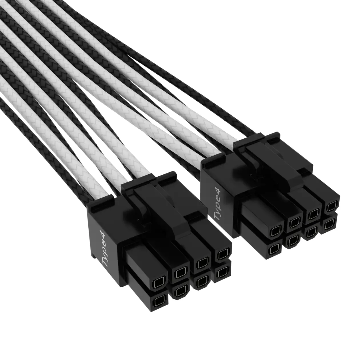 Corsair Premium Individually Sleeved 12+4pin PCIe Gen 5 Type-4 600W 12VHPWR -kabel, svart/vit