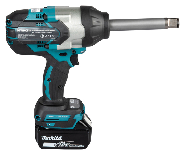 Makita DTW1005Z 18 Volt LXT Harjaton Akkuk&auml;ytt&ouml;inen -iskumutterinv&auml;&auml;nnin, 3/4", Vain Laite
