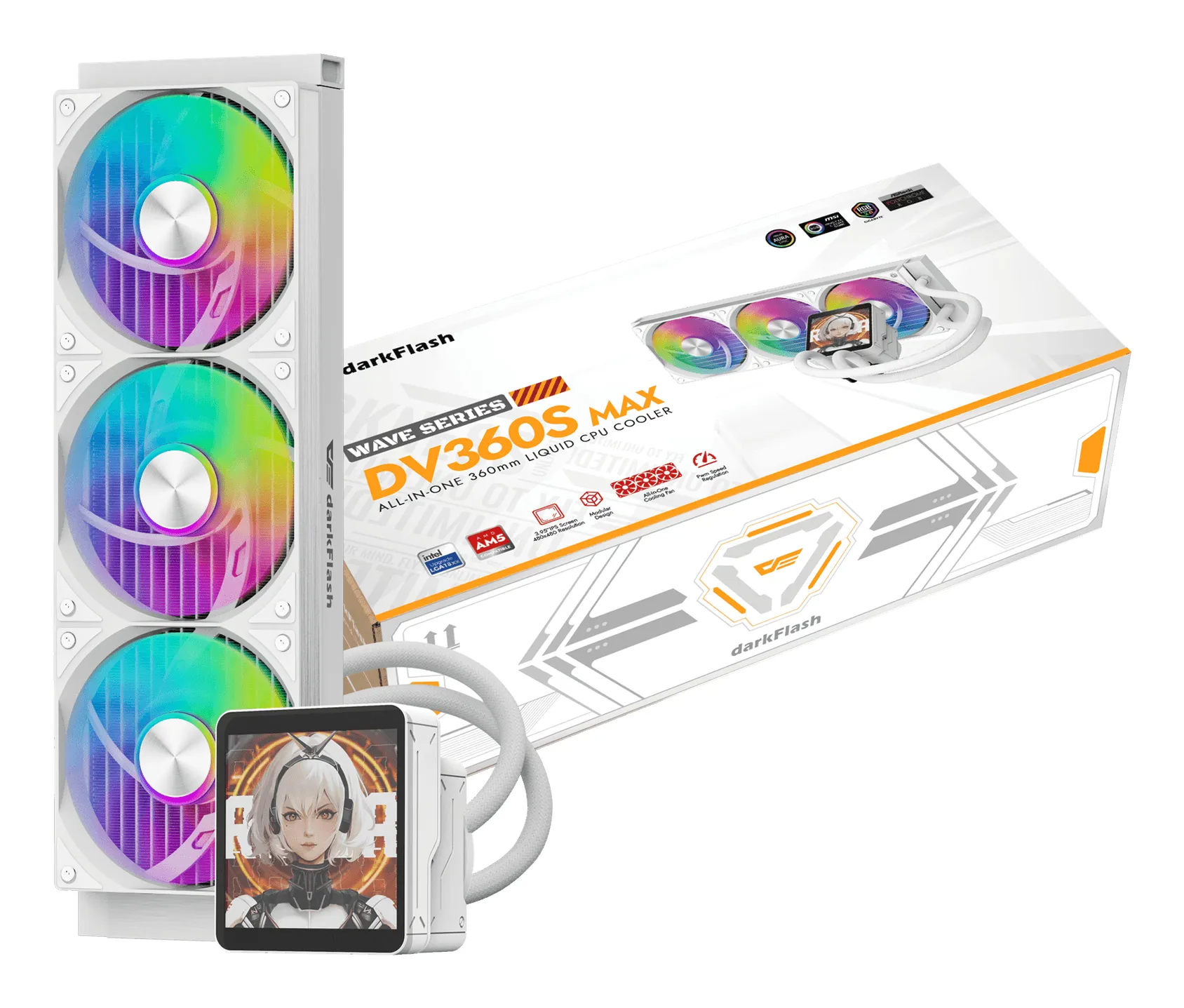 DARKFLASH DV360S MAX 360 mm All-in-One Liquid CPU Cooler, White