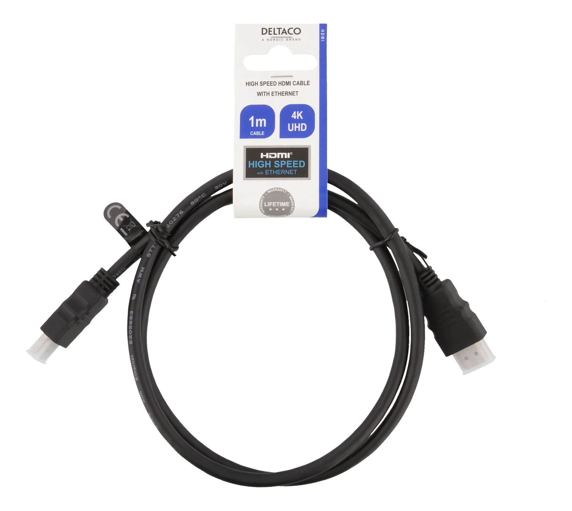 Deltaco HDMI – HDMI 2.0 -kaapeli, 1m, musta