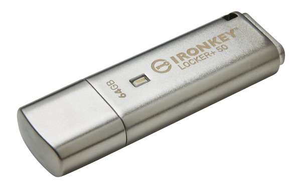 Kingston IronKey Locker+ 50 64 Gt USB 3.2 Gen 1x1 -muistitikku, Hopea