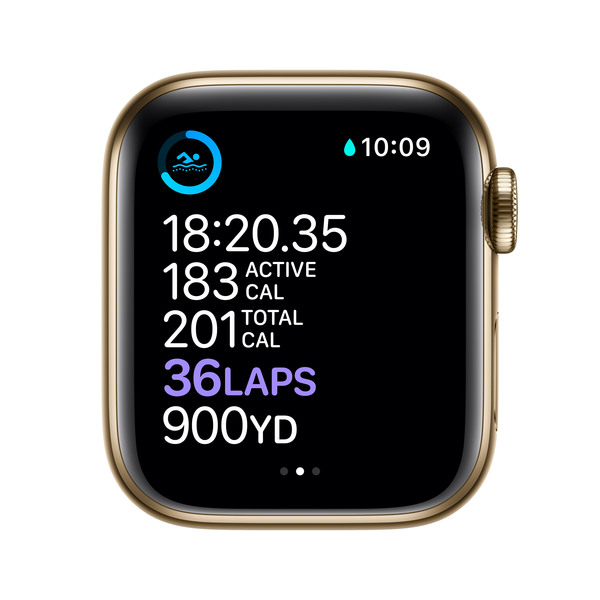Apple Watch Series 6 GPS + Cellular, 40mm Gold Stainless Steel Case with Cyprus Green Sport Band - Regular