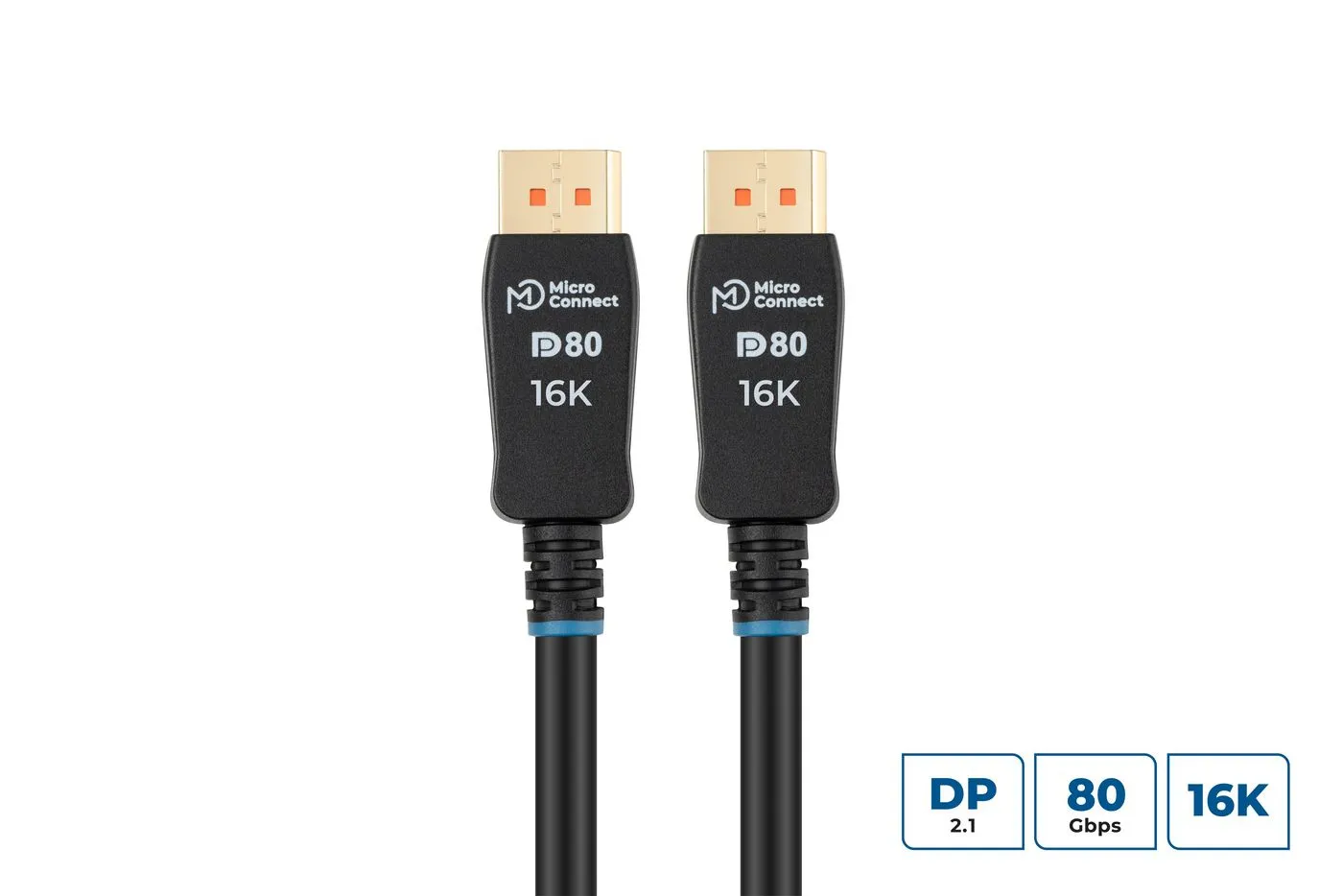 MicroConnect DisplayPort 2.1 -kaapeli, jossa 16K, 0,5 m, musta