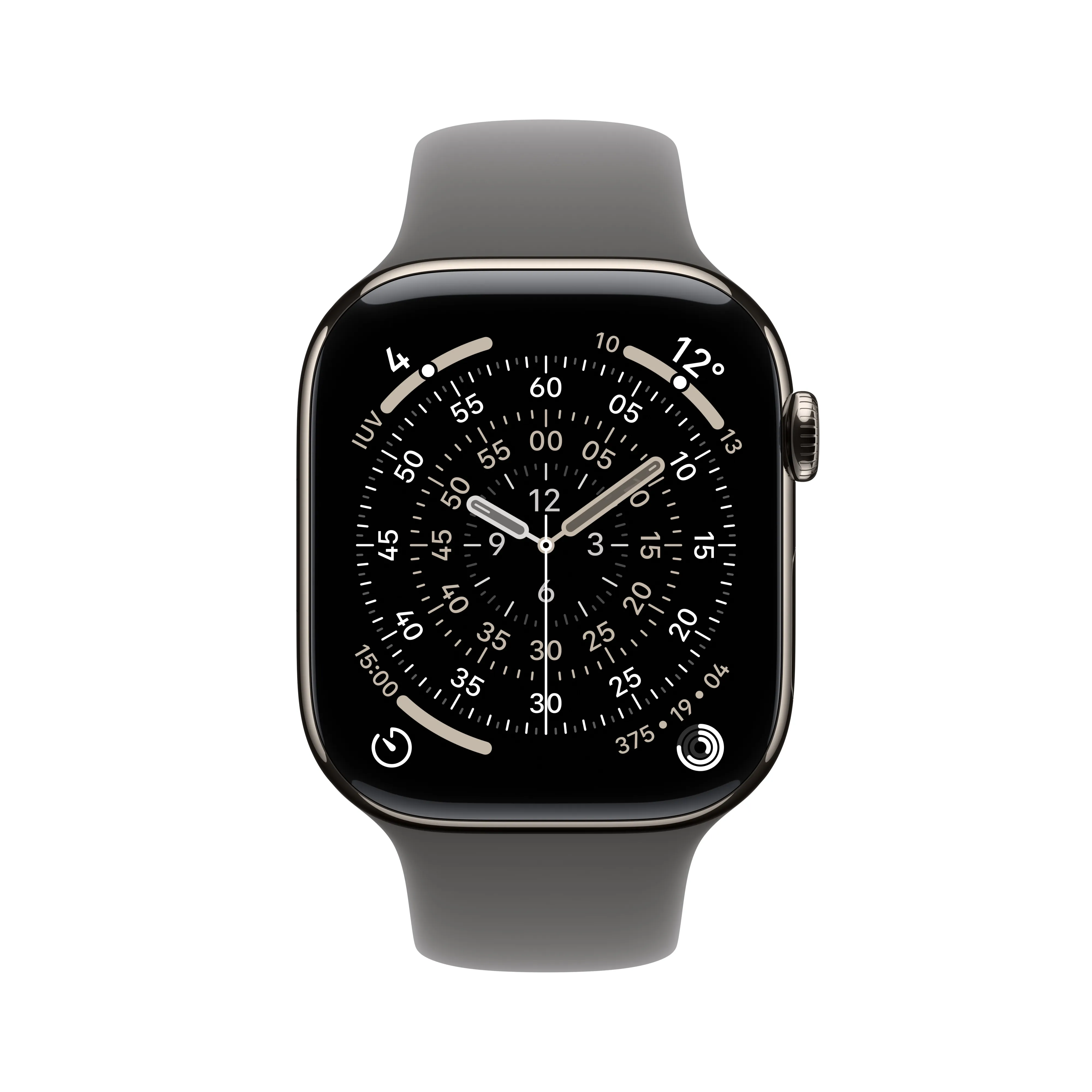 Apple Watch Series 11 (GPS + Cellular) 42mm Natural Titanium Case with Stone Grey Sport Band, S/M