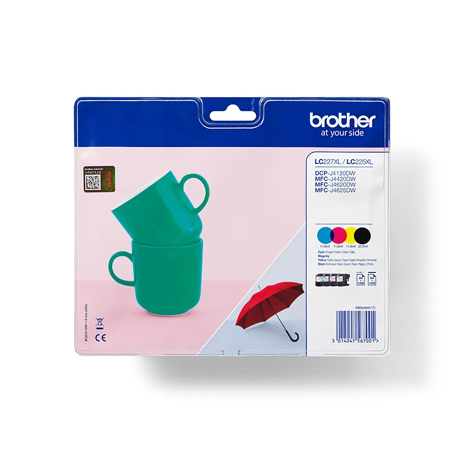 Brother  LC227XLVALBPDR -mustekasetti, Musta, Syaani, Magenta, Keltainen