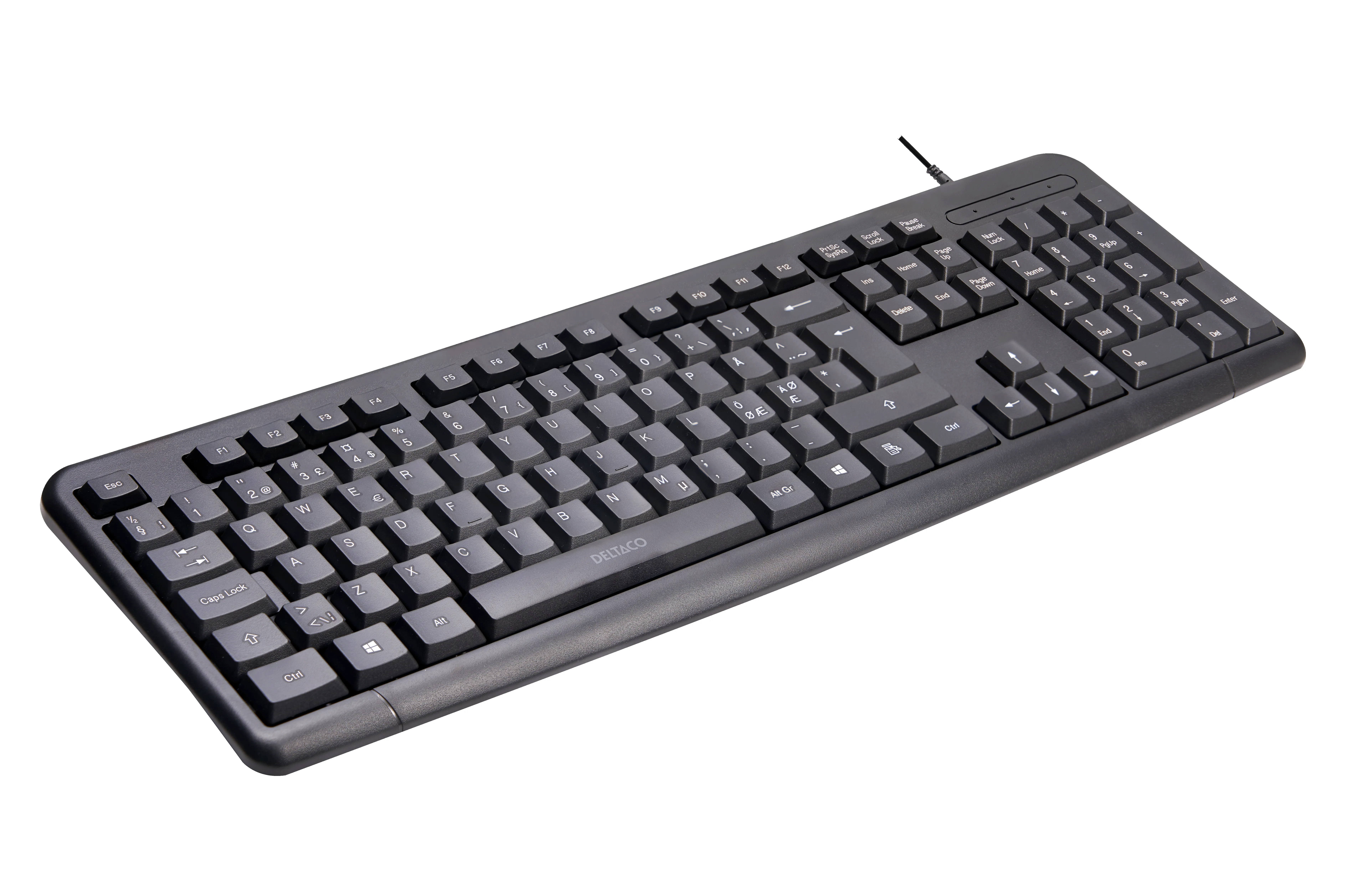 Deltaco TB-53 ergonomiskt tangentbord, svart