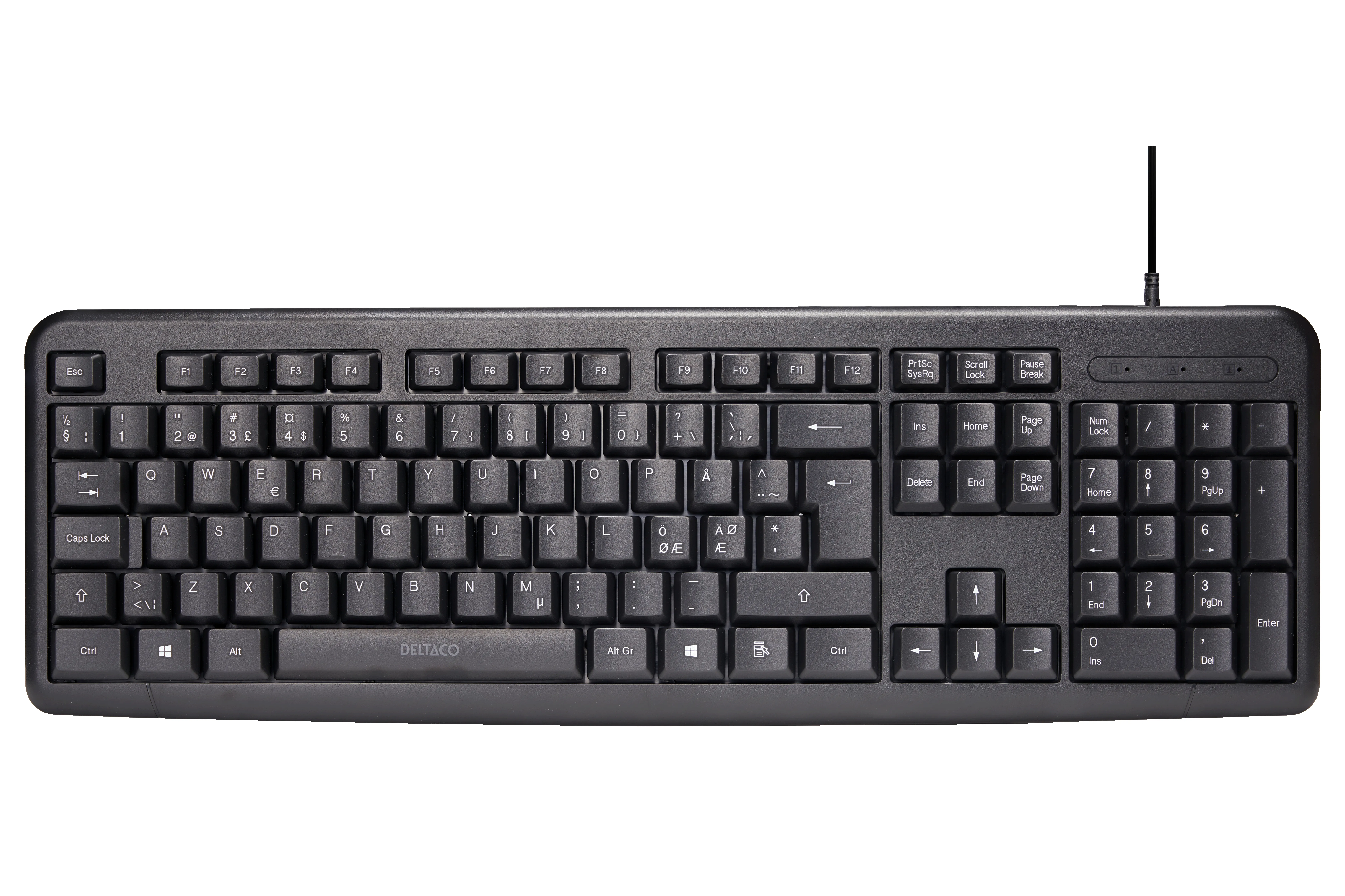 Deltaco TB-53 ergonomiskt tangentbord, svart