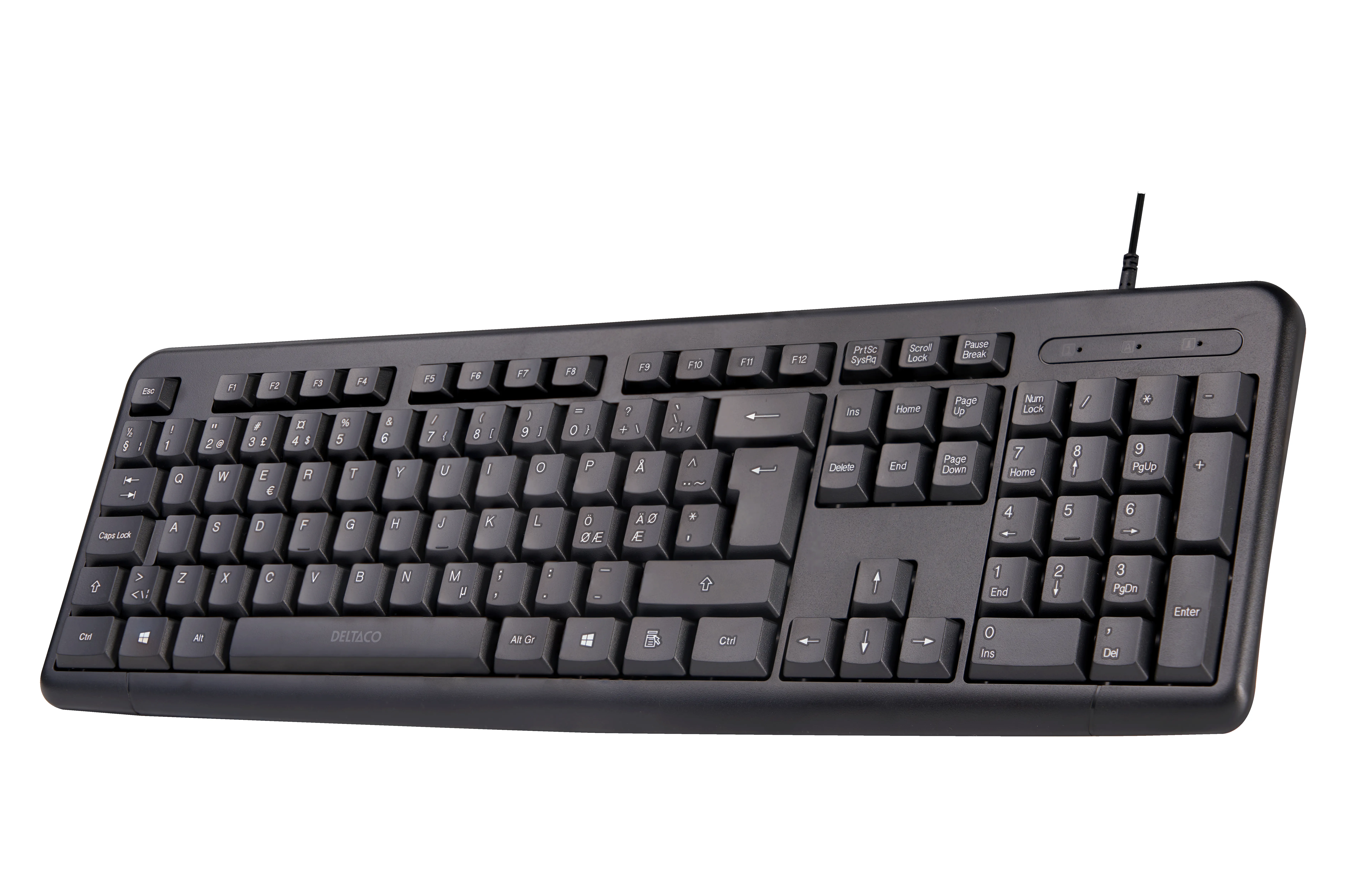 Deltaco TB-53 Ergonomic Keyboard, Black
