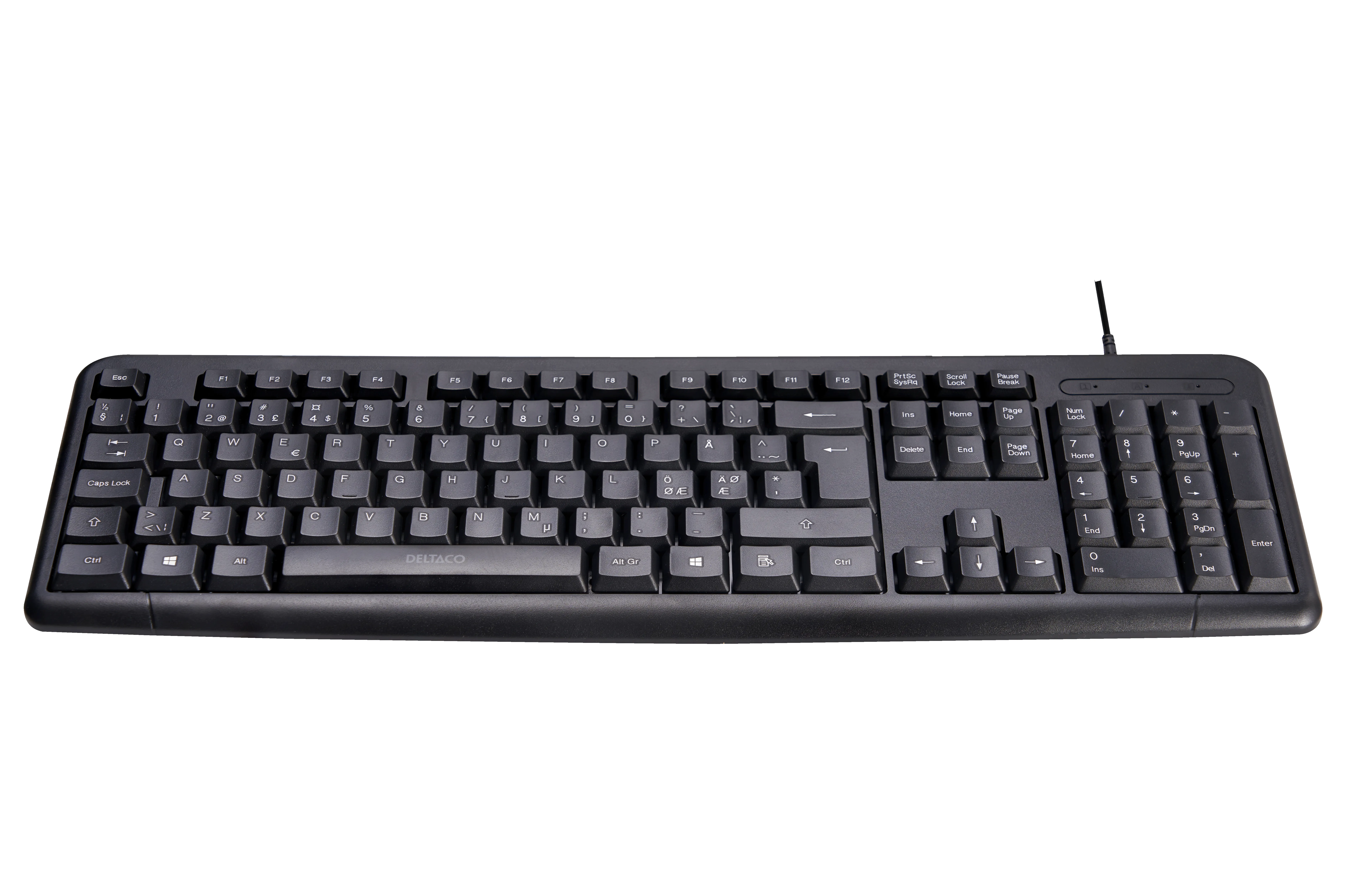 Deltaco TB-53 ergonomiskt tangentbord, svart