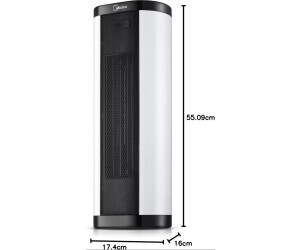 Midea NTH20-17BR PTC-v&auml;rmefl&auml;kt, 2000 W, Vit/Svart