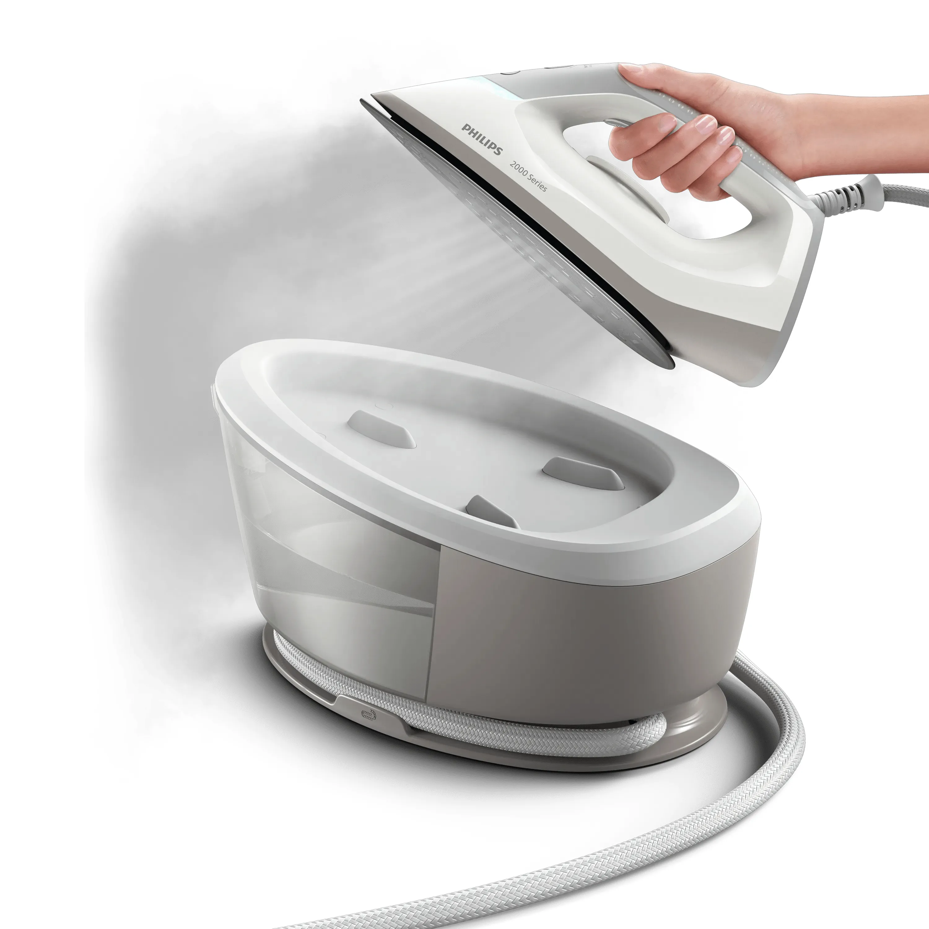 Philips 2000 Series PSG2000/80 Steam Generator Iron, 2400W, 6 bar, 1.4L, Grey/White