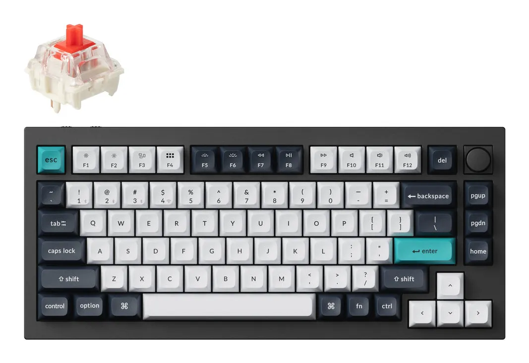 Keychron Q1 MAX 75% Knob QMK/VIA Gateron Jupiter Red - wireless keyboard, Carbon Black
