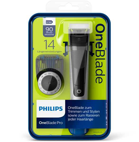 PHILIPS OneBlade Pro 90 min run time/1 hour charging Li-Ion 14 length setting precision trimmer 0.4 - 10mm LCD display w/ battery