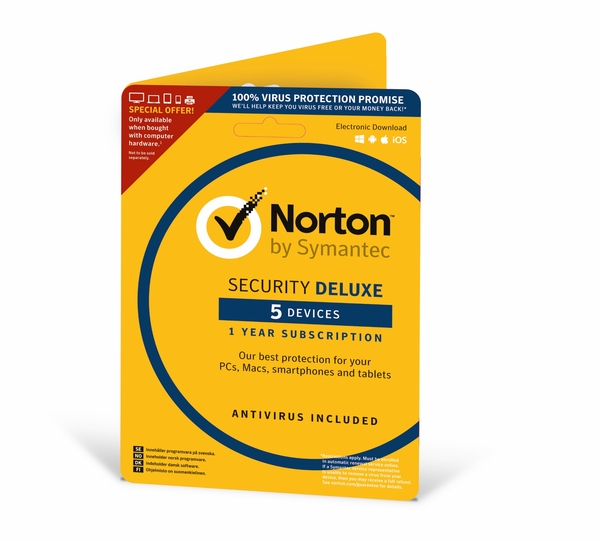 Norton Security Deluxe, 1 &aring;r, 1 anv&auml;ndare / 5 enheter Retail