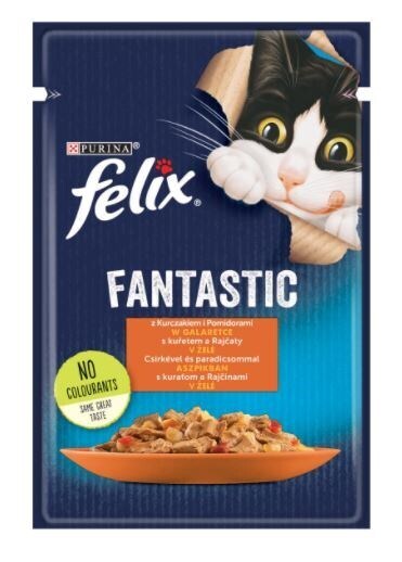 Purina Felix Fantastic Chicken &amp; Tomato, Wet food for cats, Adult, 85g