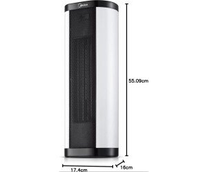Midea NTH20-17BR PTC-v&auml;rmefl&auml;kt, 2000 W, Vit/Svart