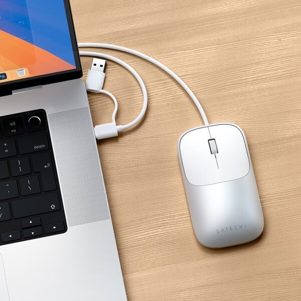 Satechi Slim LX Wired Mouse, Silver