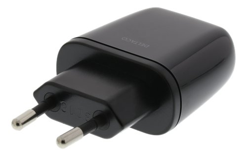 DELTACO virtasovitin 230V - 5V USB, 2,4A, musta