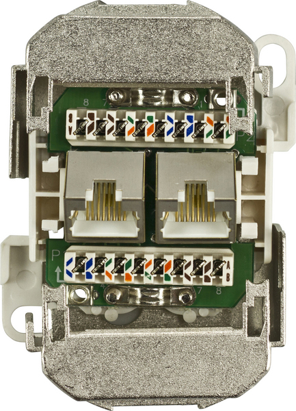 DELTACO sk&auml;rmat v&auml;gguttag, utanp&aring;liggande, 2xRJ45, Cat6, vit