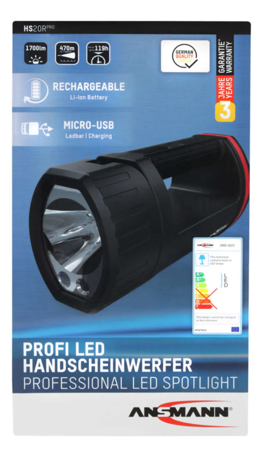 Hs20R Pro Black, Red Hand Flashlight Led