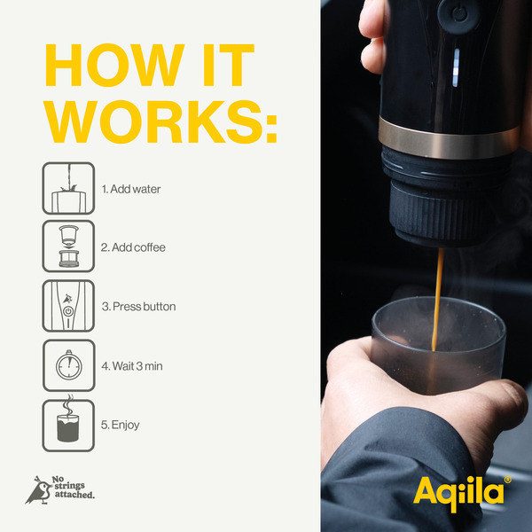 AQIILA Coffeebird reseespressobryggare, 0,08 l, svart