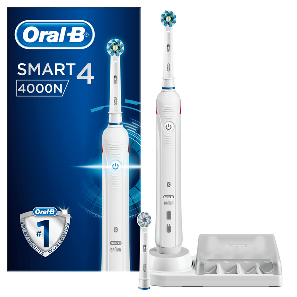 BRAUN S&Auml;HK&Ouml;HAMMASHARJA ORAL-B SMART4000N. Litiumi-akulla ja Premium laturilla. 3D-teknologia, 8 800 v&auml;r&auml;hdyst&auml;, 40 000 syk&auml;hdyst&auml;, Ammattimainen ajastin, N&auml;kyv&auml;