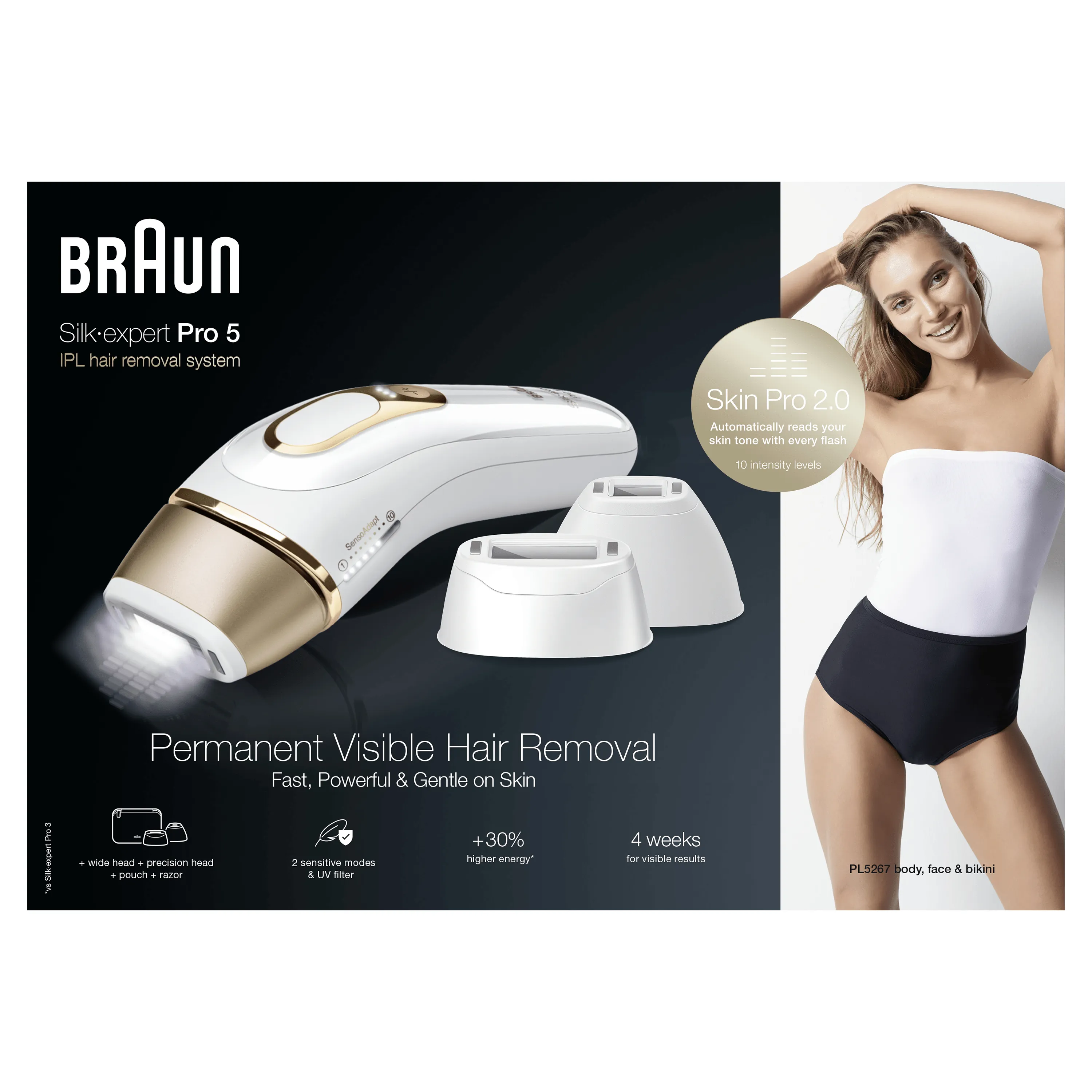 Braun Silk-expert Pro 5 Hair Removal Device, Gold, White
