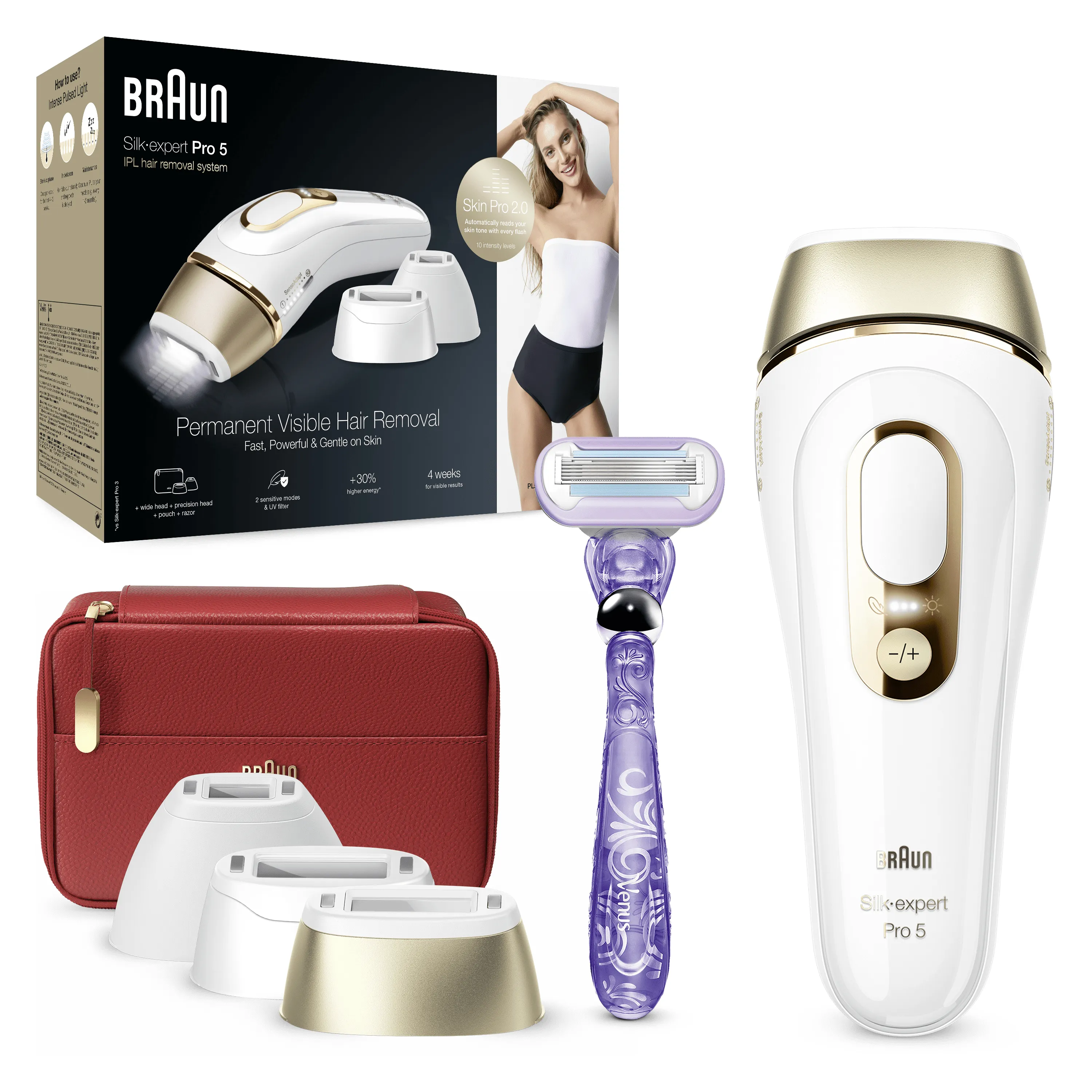 Braun Silk-expert Pro 5 Hair Removal Device, Gold, White