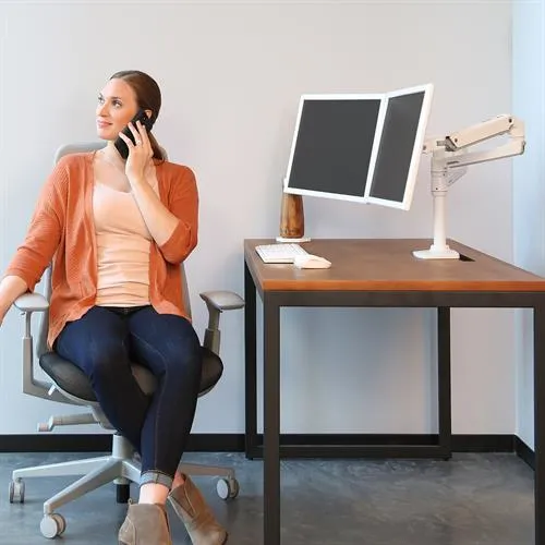 ERGOTRON LX dual stacking Arm no grommet mount bright white texture