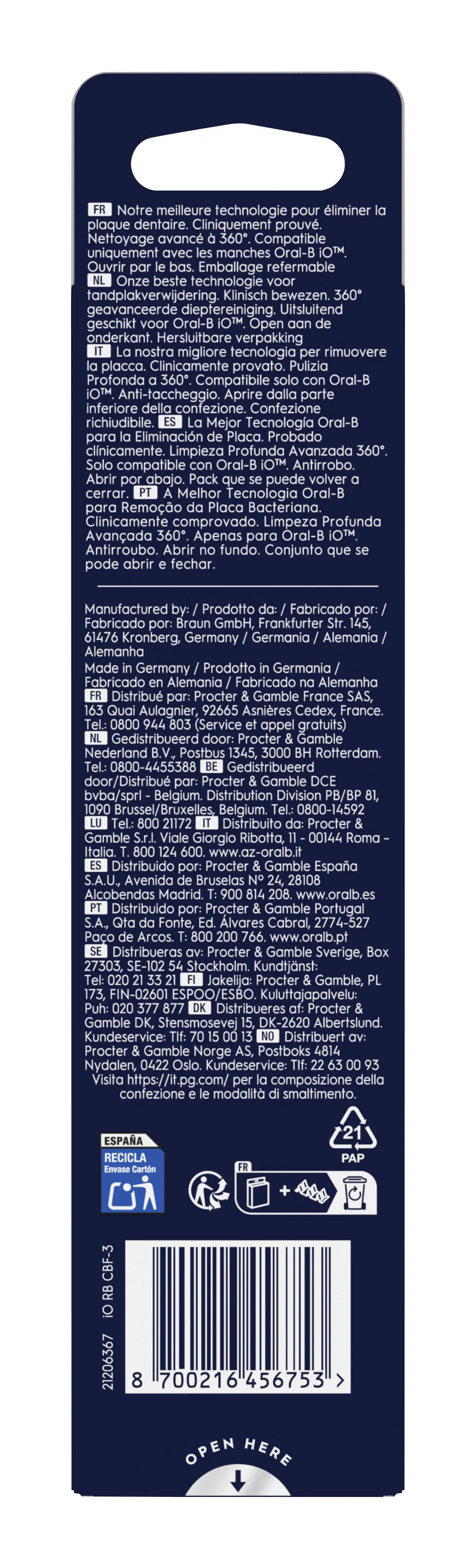 Oral-B iO Ultimate Clean 3 st ers&auml;ttningsborsthuvuden, Svart