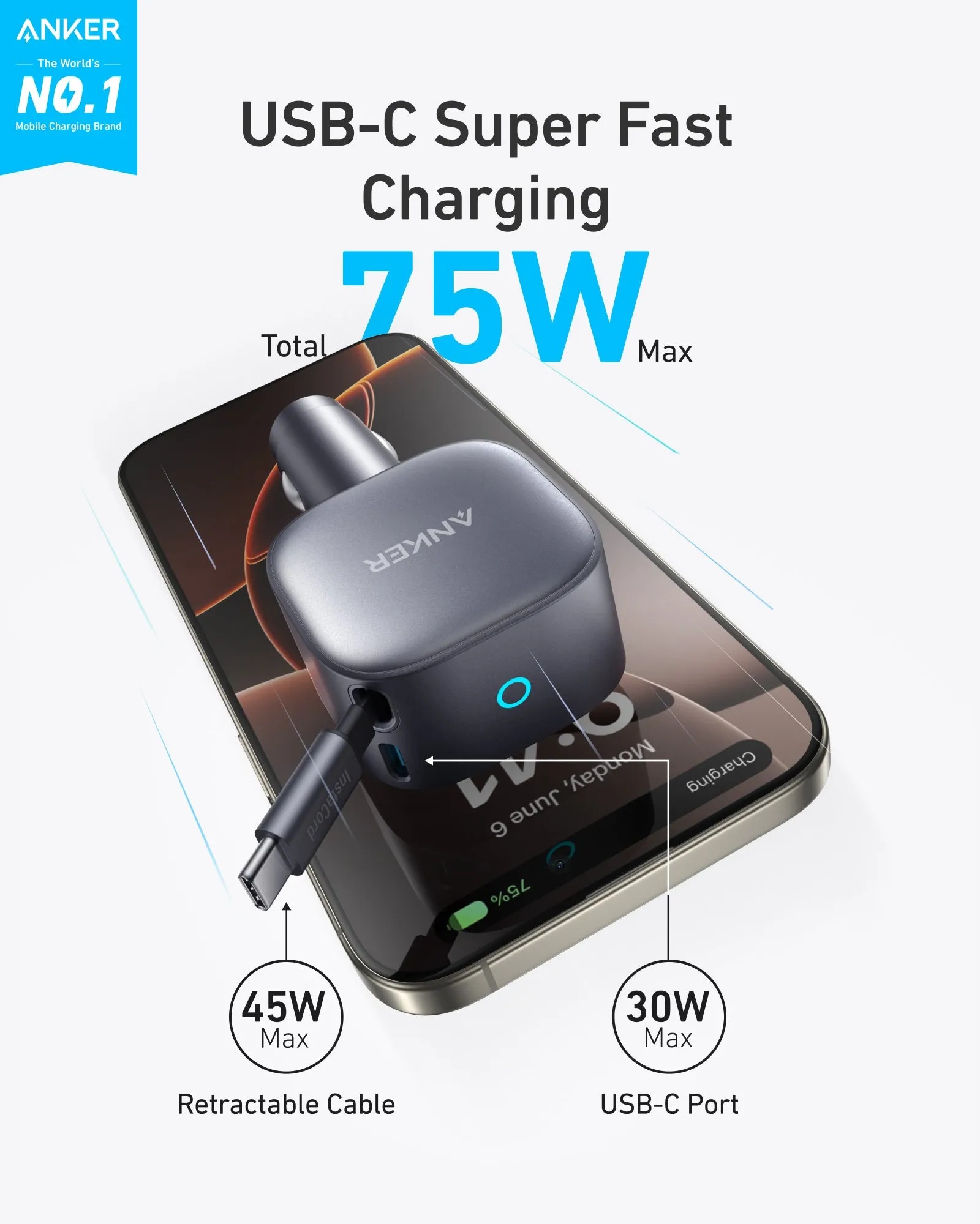 Anker Nano Car Charger Gray