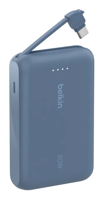 Belkin 10k PD20W Integrated USB-C Cable -varavirtalähde, sininen