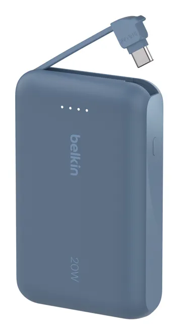 Belkin 10k PD20W Integrated USB-C Cable -varavirtal&auml;hde, sininen