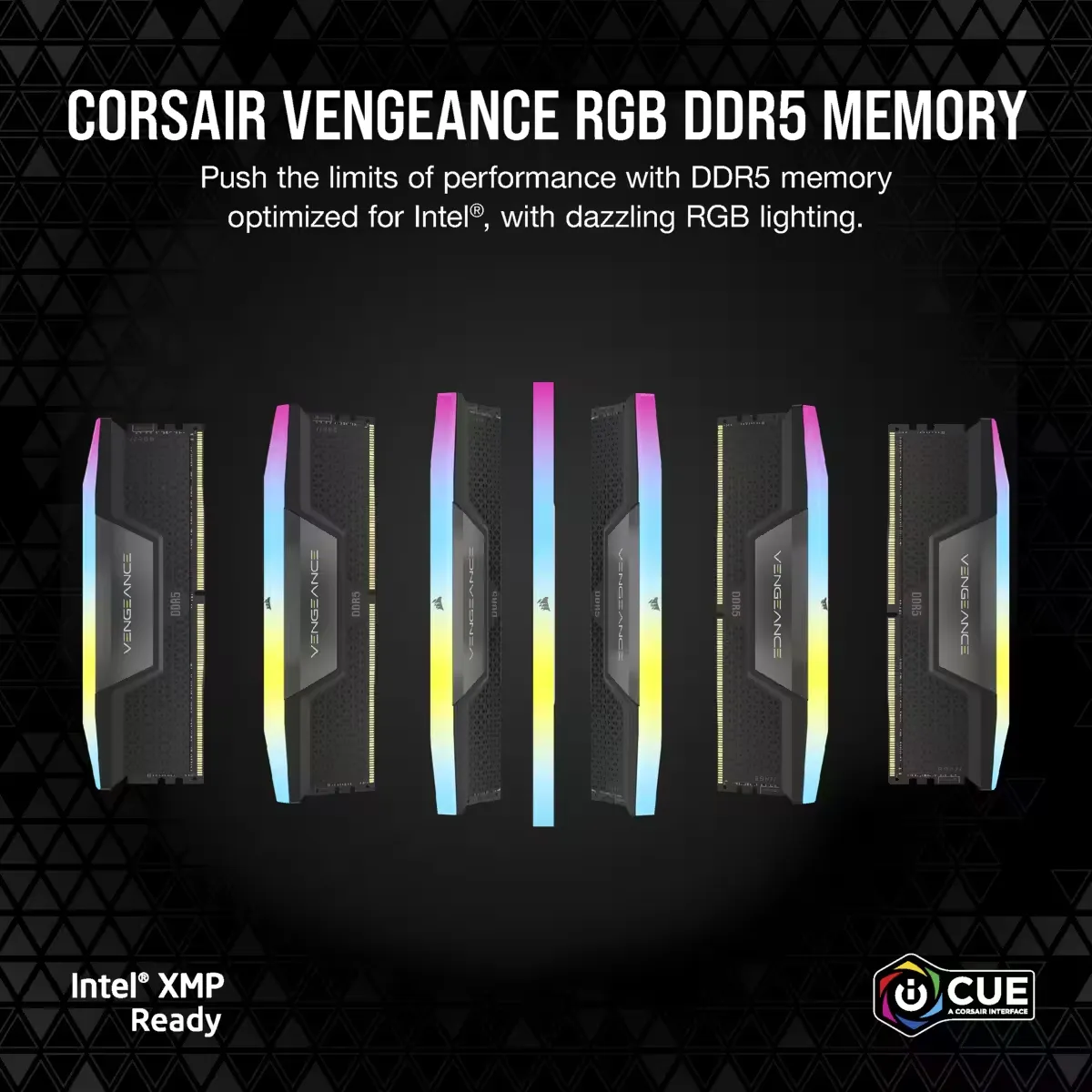 CORSAIR VENGEANCE RGB 32GB 2x16GB DDR5 6400MT/s DIMM Unbuffered 36-48-48-104 Std PMIC XMP 3.0 Black Heatspreader Black PCB 1.4V