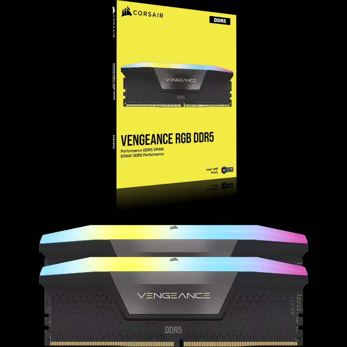CORSAIR VENGEANCE RGB 32GB 2x16GB DDR5 6400MT/s DIMM Unbuffered 36-48-48-104 Std PMIC XMP 3.0 Black Heatspreader Black PCB 1.4V