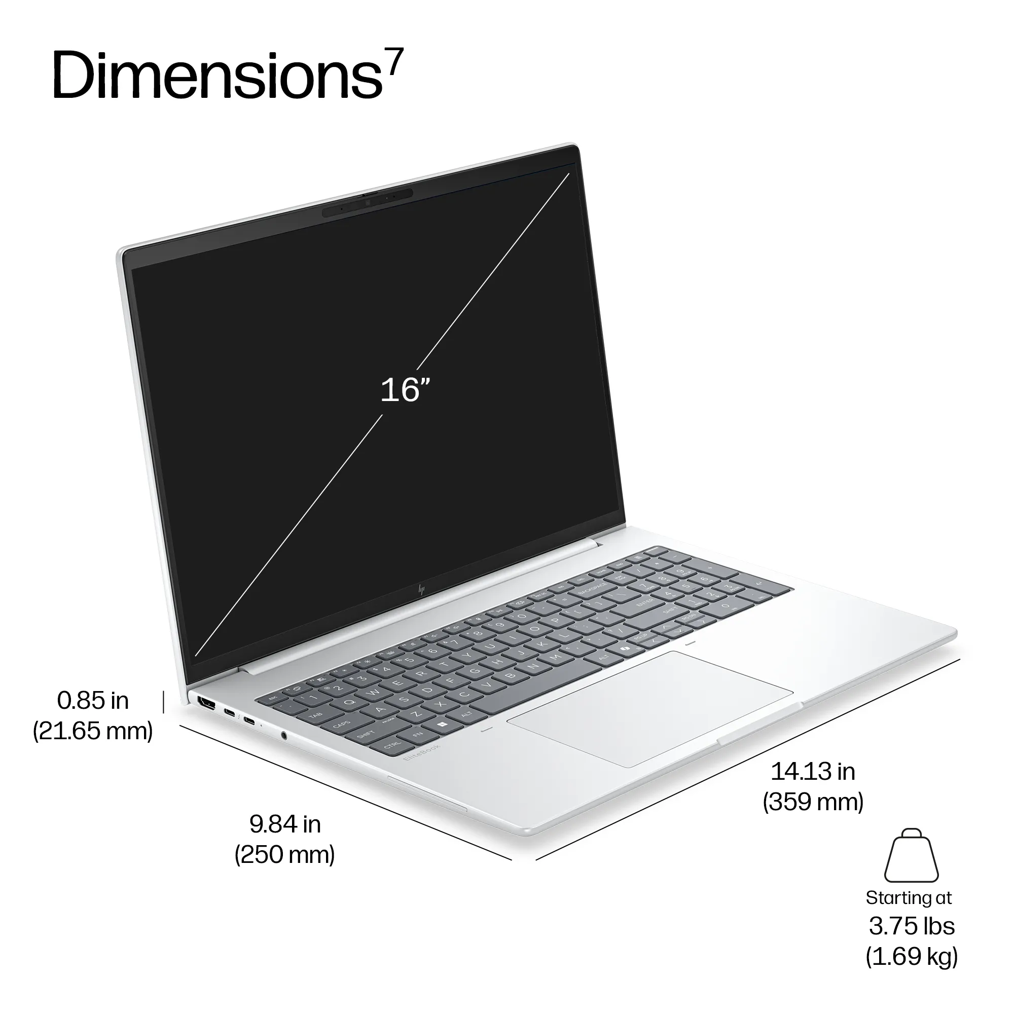 HP EliteBook 8 G2i 16.0" Ultra 5 325, 16 Gt, 512 Gt, Intel Graphics, Win 11 Pro -kannettava, hopea